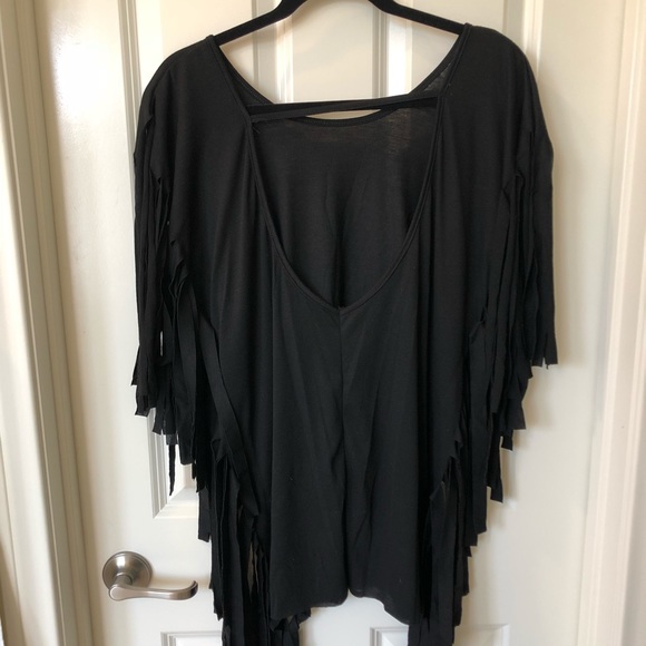 Black Fringe Top or swim cover - Picture 2 of 2